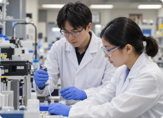 实验室中的研究人员正在开展科研实验