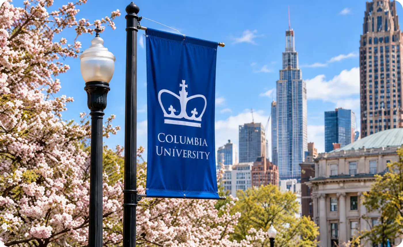 哥伦比亚大学校园与纽约城市景观