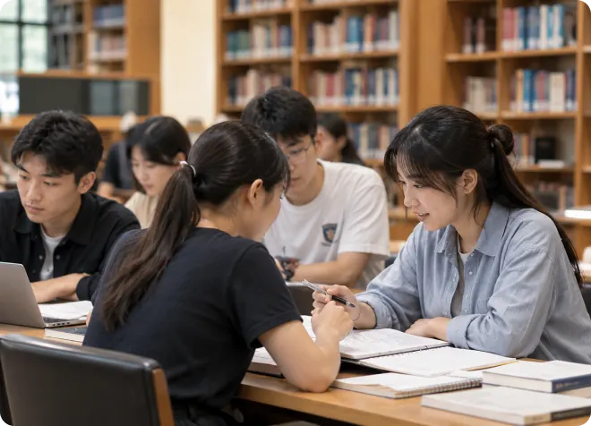 港大学生小组研讨学习场景
