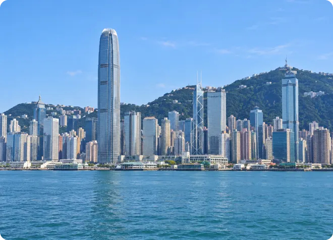 香港维多利亚港夜景天际线
