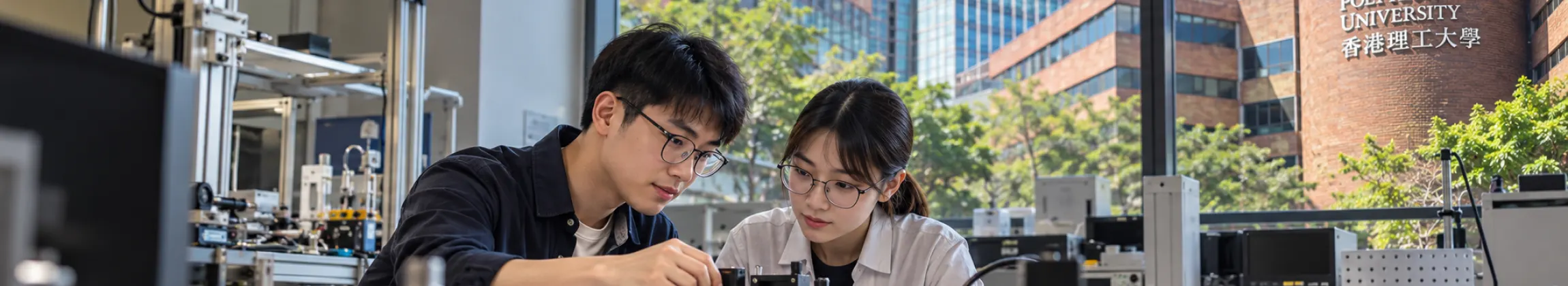 香港理工大学学生在校园学习