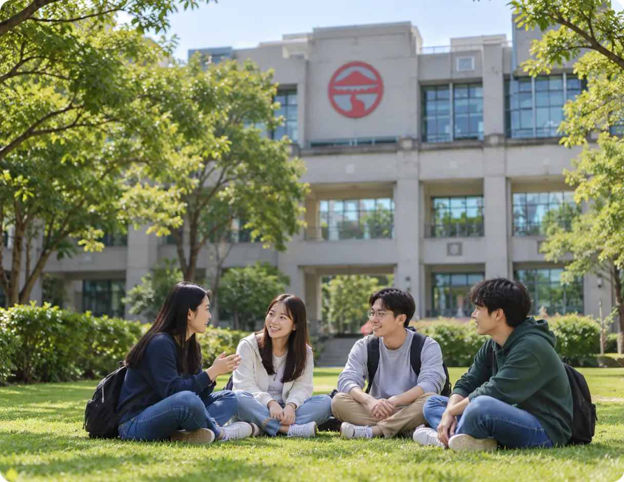 岭南大学学生在校园交流学习